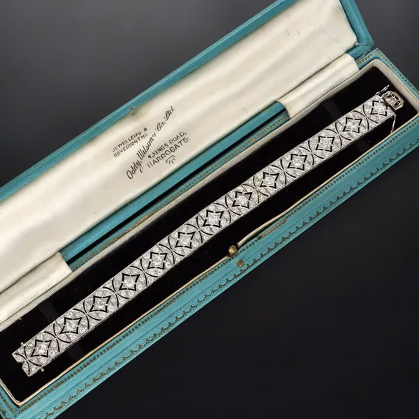 French Belle Epoque Platinum and Old Cut Diamonds Bracelet