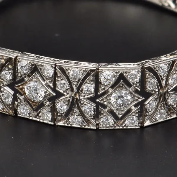 French Belle Epoque Platinum and Old Cut Diamonds Bracelet