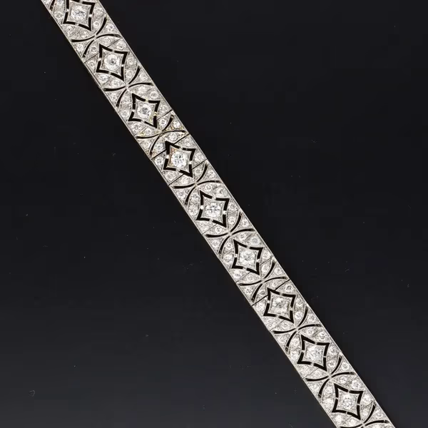 French Belle Epoque Platinum and Old Cut Diamonds Bracelet