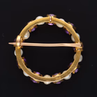 15ct Yellow Gold Antique Amethyst & Pearl Brooch
