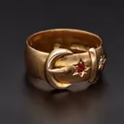 18ct Gold Diamond and Ruby Buckle Ring