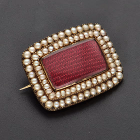 Victorian Gold & Pearl Mourning Brooch