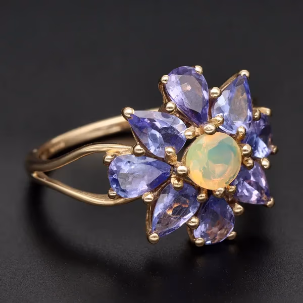 Gold Tanzanite Opal Ring