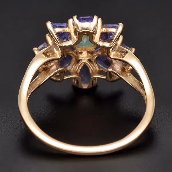 Gold Tanzanite Opal Ring