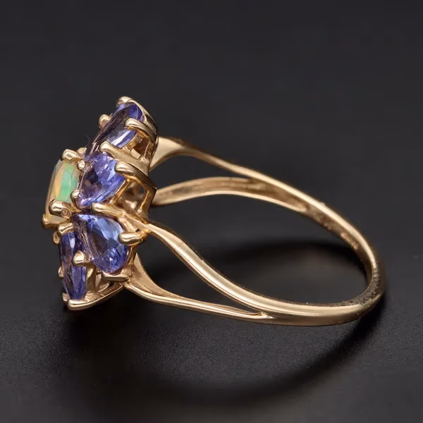 Gold Tanzanite Opal Ring