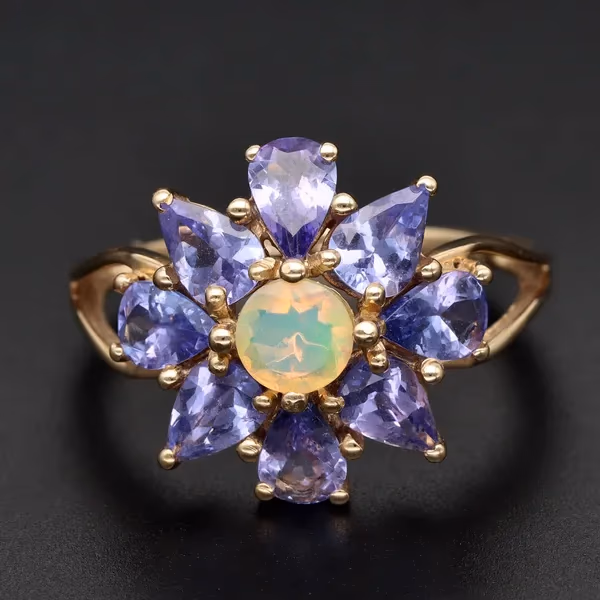 Gold Tanzanite Opal Ring