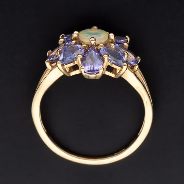Gold Tanzanite Opal Ring