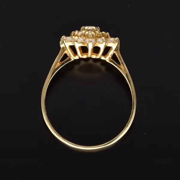 18ct Gold and Cubic Zirconia Cluster Ring