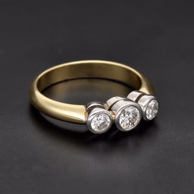 18ct Two-Tone Gold Three-Stone Diamond Ring