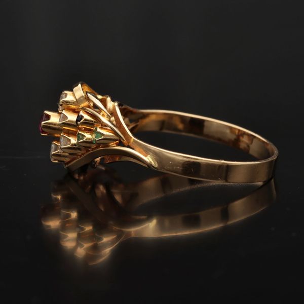 18ct Gold Diamond Ruby Emerald Sapphire Ring