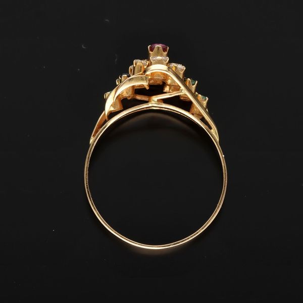 18ct Gold Diamond Ruby Emerald Sapphire Ring