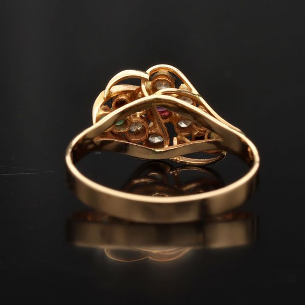 18ct Gold Diamond Ruby Emerald Sapphire Ring