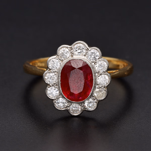 18ct Yellow Gold Ruby & Diamond Ring