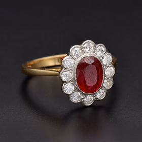 18ct Yellow Gold Ruby & Diamond Ring