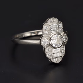 Art Deco Style Platinum Diamond Ring