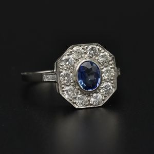 Platinum Sapphire and Diamond Ring