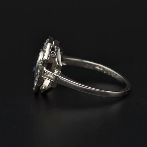 Platinum Sapphire and Diamond Ring image-3