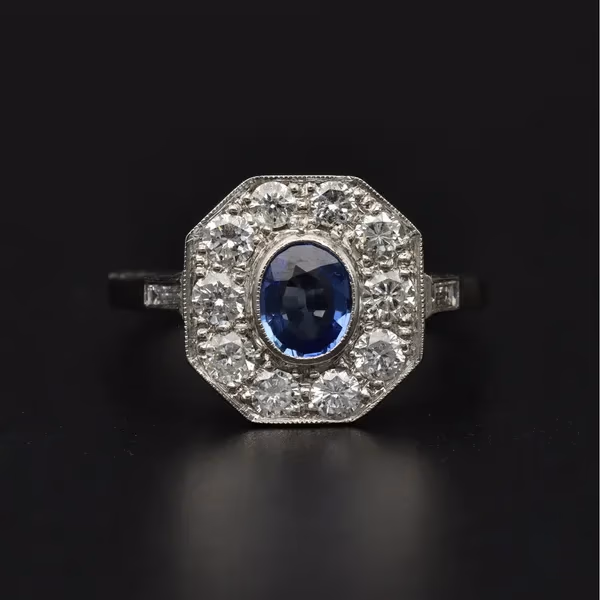 Platinum Sapphire and Diamond Ring