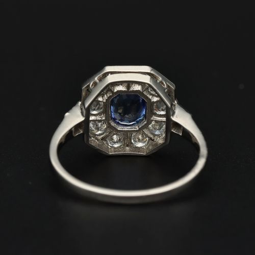 Platinum Sapphire and Diamond Ring image-6