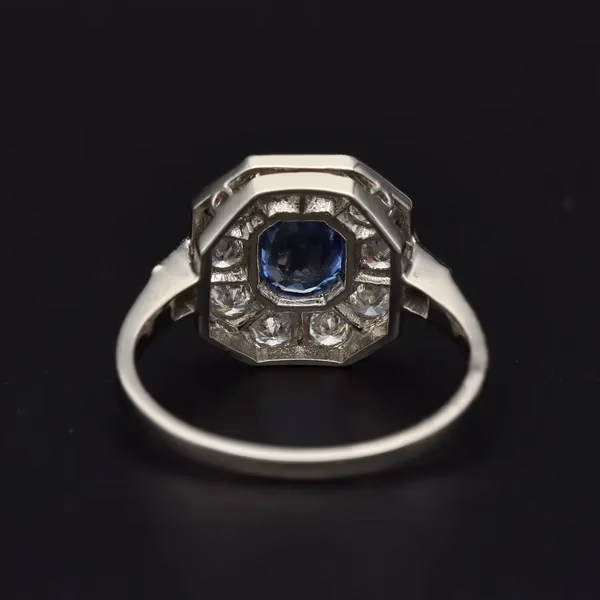 Platinum Sapphire and Diamond Ring