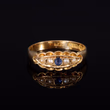 360° view of The Antique 1897 Sapphire and Pearl Boat Ring
