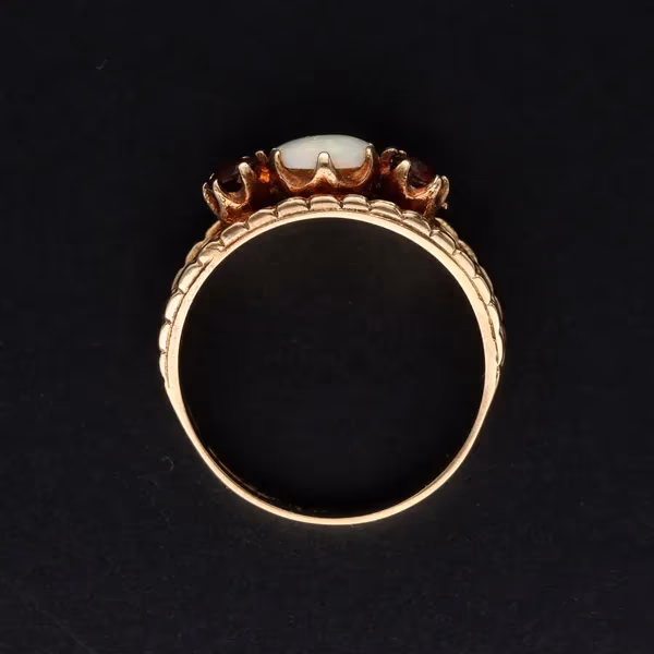 Gold Victorian Style Opal Garnet Ring