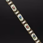 Norwegian Vermeil Sterling Silver and Hand Painted Floral Guilloche Enamel Bracelet