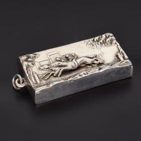 Silver Vesta Case with Horse Racing Scene