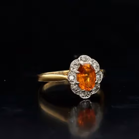 18ct Gold Cognac Citrine Diamond Ring