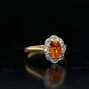18ct Gold Cognac Citrine Diamond Ring