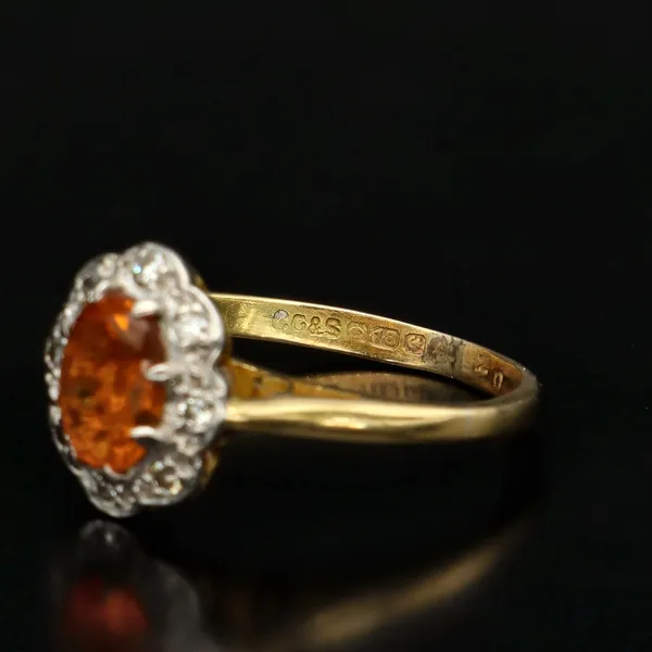 18ct Gold Cognac Citrine Diamond Ring