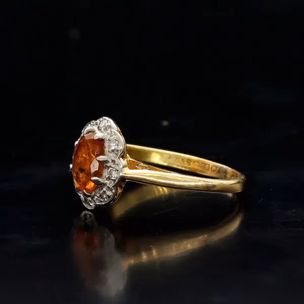 18ct Gold Cognac Citrine Diamond Ring