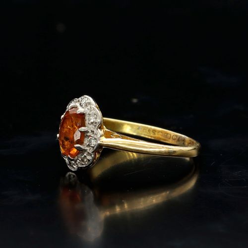 18ct Gold Cognac Citrine Diamond Ring image-3