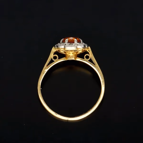 18ct Gold Cognac Citrine Diamond Ring