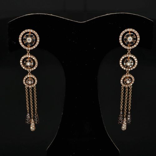 Pair of 18ct Gold Black and White Diamond Earrings image-5