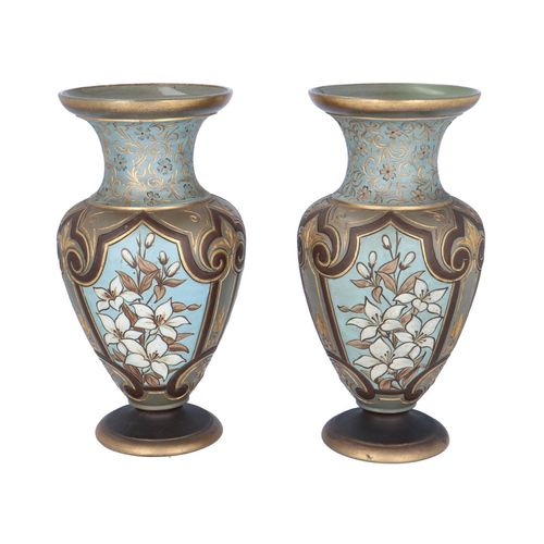 Pair of 19th Century Doulton Lambeth Silicone Ware Vases image-1