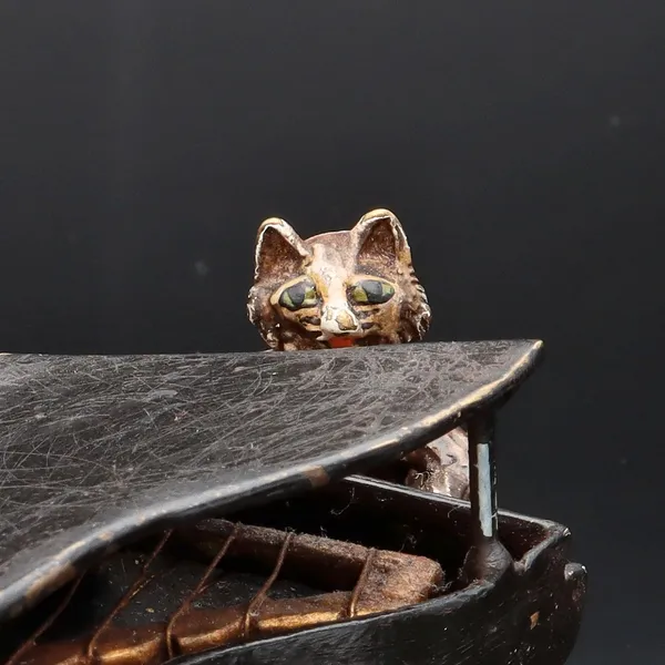Early 20th Century Austrian Cold Painted Bronze of a Piano Cat
