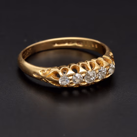 18ct Yellow Gold 5-Stone Diamond Boat Ring