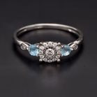 9ct Gold Diamond Topaz Ring