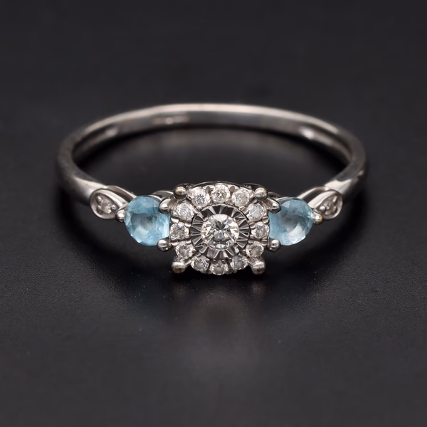 9ct Gold Diamond Topaz Ring