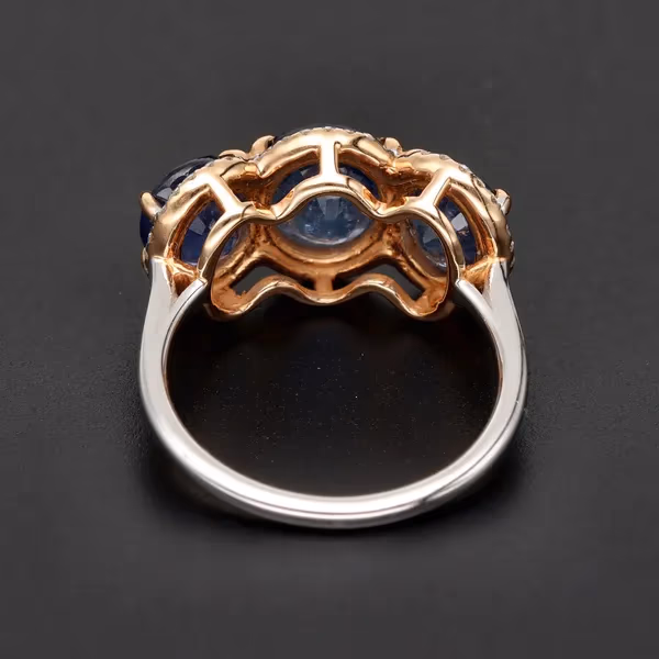 18ct White & Yellow Gold Sapphire & Diamond Three-Stone Ring