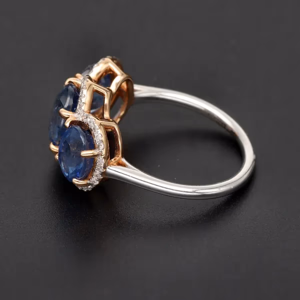 18ct White & Yellow Gold Sapphire & Diamond Three-Stone Ring