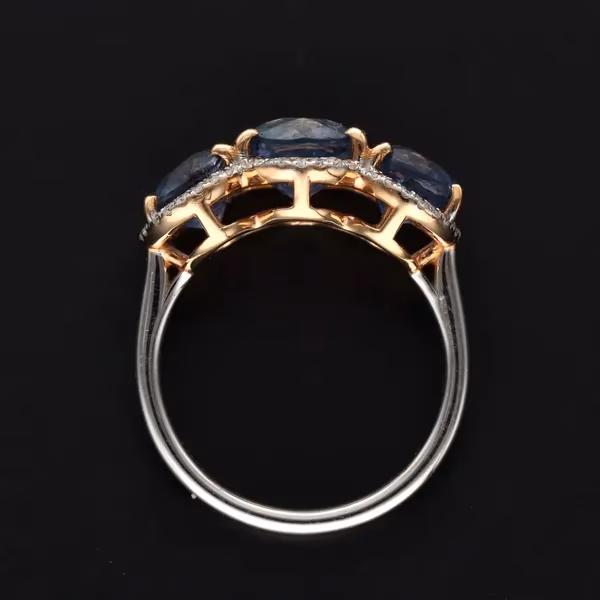 18ct White & Yellow Gold Sapphire & Diamond Three-Stone Ring