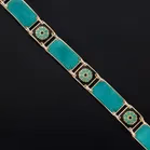 David Andersen Silver Gilt and Green Enamel Panel Bracelet
