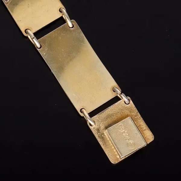 David Andersen Silver Gilt and Green Enamel Panel Bracelet