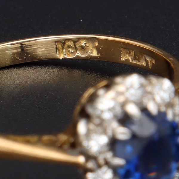 Mid 20th Century Stamped 18ct Platinum Diamond Sapphire Ring, Size M1/2