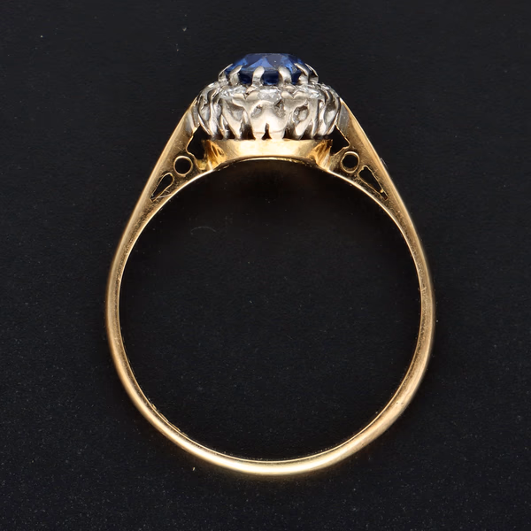 Mid 20th Century Stamped 18ct Platinum Diamond Sapphire Ring, Size M1/2