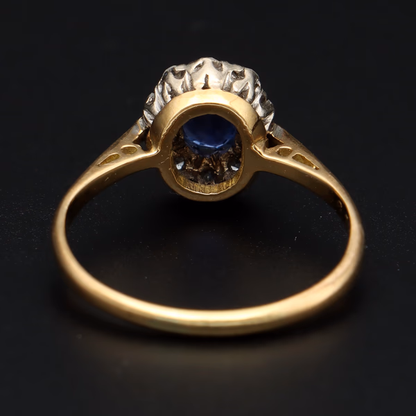 Mid 20th Century Stamped 18ct Platinum Diamond Sapphire Ring, Size M1/2