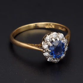 Mid 20th Century Stamped 18ct Platinum Diamond Sapphire Ring, Size M1/2