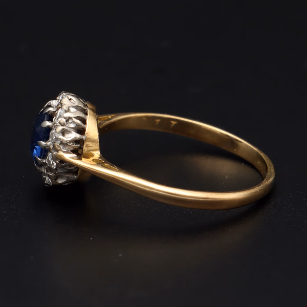Mid 20th Century Stamped 18ct Platinum Diamond Sapphire Ring, Size M1/2